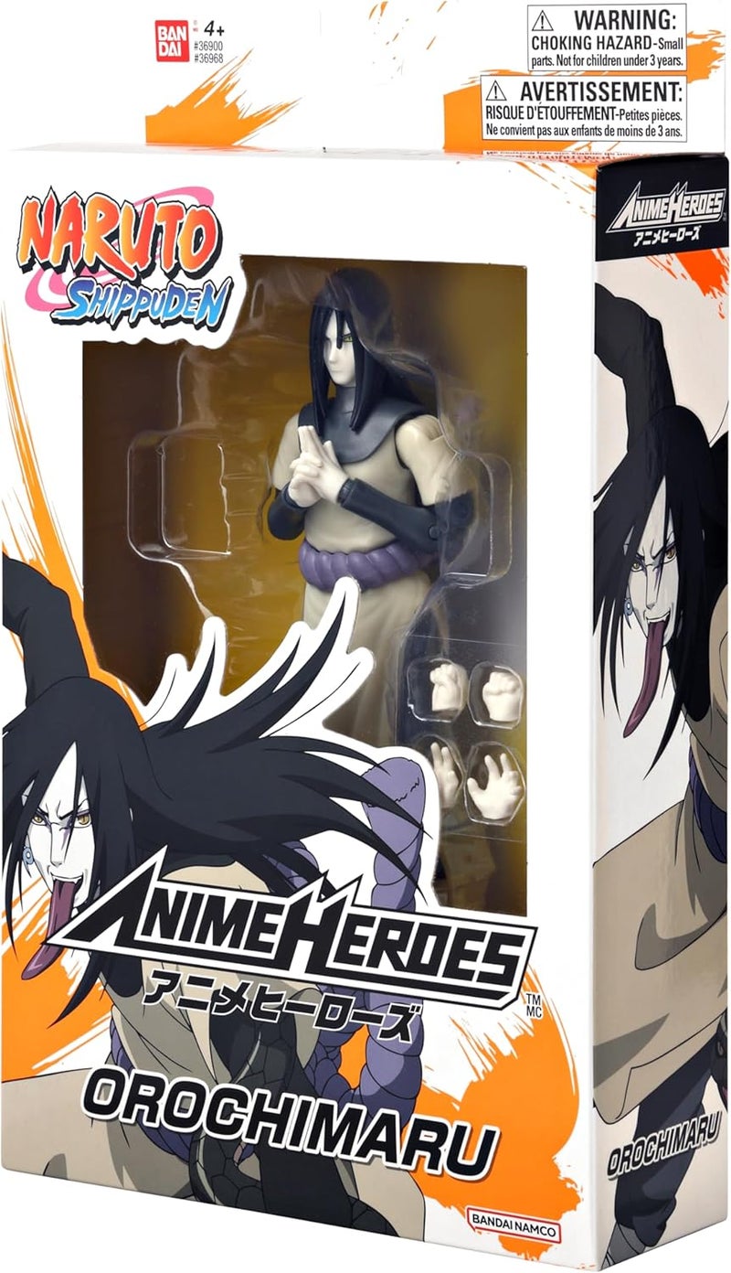 BANDAI - Anime Heroes - Naruto Shippuden - Figure Orochimaru - Official Licensed Naruto Shippuden - Articulated Orochimaru Figure 17 cm - Manga Action Figure - Toy for Children from 4 Years - 36968